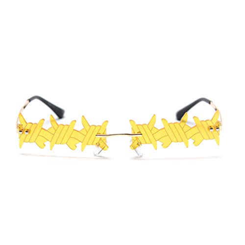 LQG Gafas De Sol con Forma De Cuerda De Cáñamo, Gafas De Sol Divertidas Y Divertidas, para El Baile De Graduación, Toma De Fotografías, Modelado, Etc,Amarillo