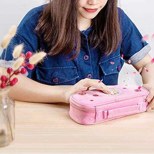 LUONE Estuche,Bolsa de lapices Dibujos Animados de niños de Aroma Estuche Alta Capacidad Cartuchera Portátil Bolso Estuche Creatividad Caja de papelería para la Oficina de la Escuela,Rosado