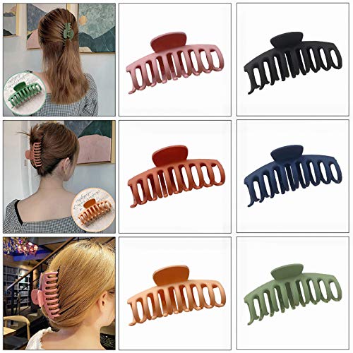 Luriseminger Pinzas Pelo Mujer, 6 Piezas Antideslizantes Pinzas para el Pelo, Plástico Coloridas Grande Pinzas Pelo, Garra Grande Clips