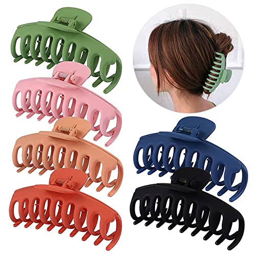 Luriseminger Pinzas Pelo Mujer, 6 Piezas Antideslizantes Pinzas para el Pelo, Plástico Coloridas Grande Pinzas Pelo, Garra Grande Clips