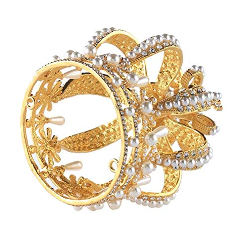 Lurrose Corona Dorada de la Boda Corona barroca Vintage Tiara Rhinestone Perla Boda Real Nupcial Reina Coronas