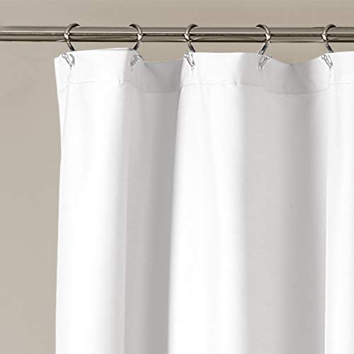 Lush Decor 16T002858 Ella-Cortina de Ducha con Volantes de Encaje, Poliéster, Blanco, 72 Inches x 72 Inches