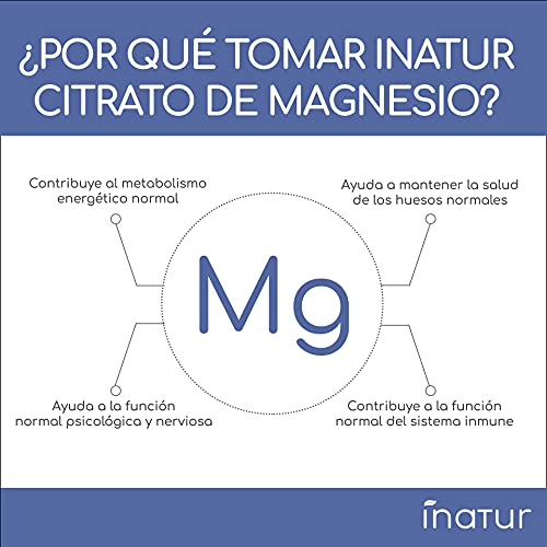 Magnesio 1.562 mg – 180 Capsulas | Inatur | Citrato de Magnesio de Alta Biodisponibilidad | Suministro 3 meses | Energía | Salud de músculos y huesos | 100% Natural