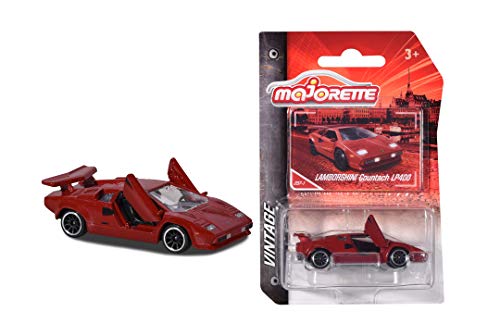 Majorette 212052010Q09 Vintage Lamborghini Countach - Coche de Juguete con Rueda Libre, Piezas de Apertura, 7,5 cm, Rojo, para niños a Partir de 3 años