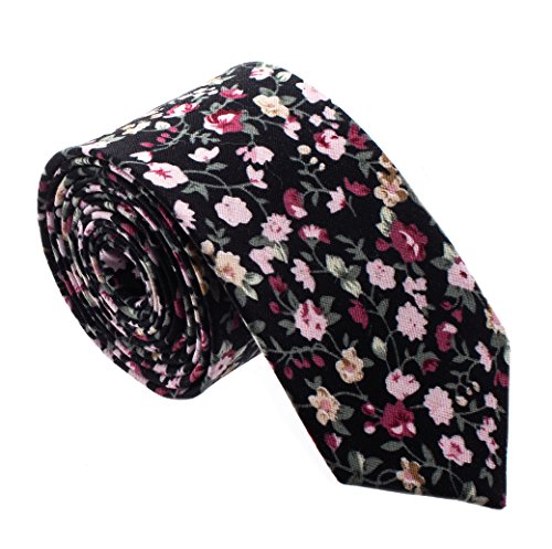 Man of Men Corbatas de cachemira florales para hombre – Collares, muchos colores a elegir - Negro - Ajustes De Un Talla Más