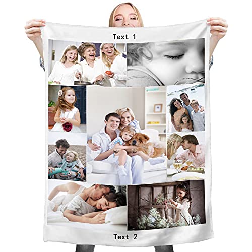 Manta Personalizada con Foto Franela Fleece,Regalo Personalizado-Collage Cualquier Imagen Nombre Texto Personalizados Regalos para Adulto Bebé Familia Mascota Navidad (9 Fotos)