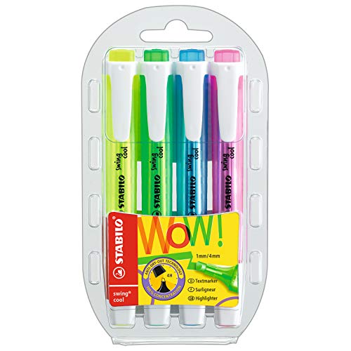 Marcador fluorescente STABILO swing cool - Estuche con 4 colores