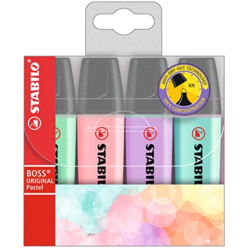 Marcador STABILO BOSS ORIGINAL pastel - Estuche con 4 colores