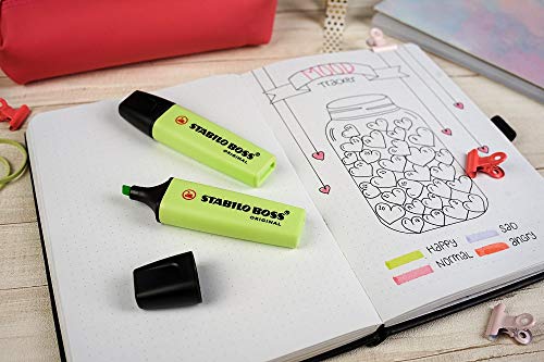 Marcador STABILO BOSS ORIGINAL pastel - Estuche con 4 colores pastel (rojo coral, rosa cerezo, azul nube, lima)