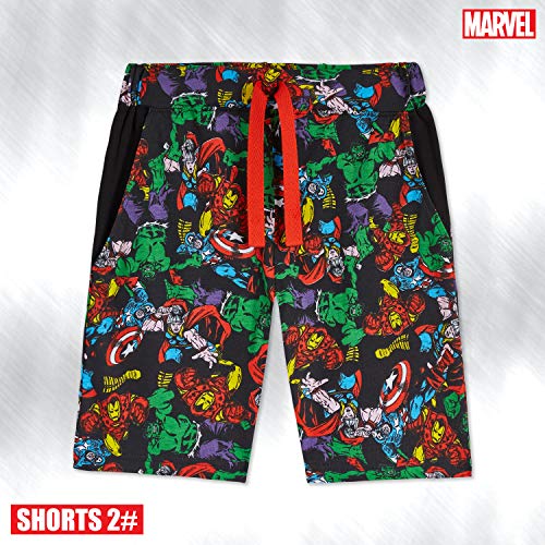 Marvel Pantalones Niños Cortos, Pack De Bermudas Verano con Los Vengadores Iron Man Capitán América Thor y Hulk, Regalos para Niños 3-14 años (Gris/Multi, 5-6 años)