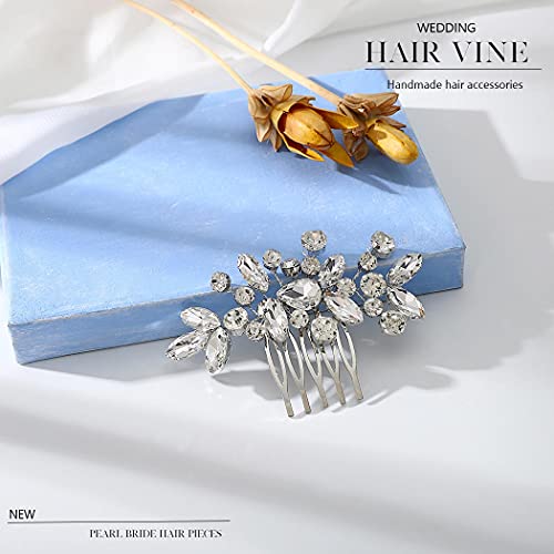 Mayelia Peine para el pelo de novia de cristal, accesorios para el cabello de novia, accesorio para el cabello con diamantes de imitación para mujeres y