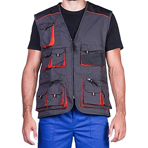 MAZALAT work wear Chaleco Hombre Trabajo, Chalecos para Safari, Caza, Multibolsillos, S - 3XL, Chaleco Hombre para fotografia, Pesca, Ropa de Trabajo Hombre Calidad, S