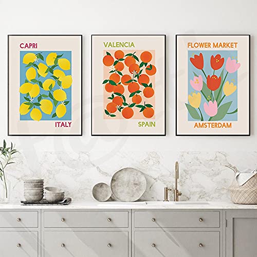 Mercado de flores impresiones Vintage póster lienzo pintura Italia Capri España Valencia impresión pared arte imagen sala de estar decoración del hogar D 30x40cm