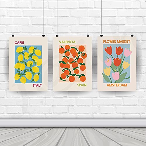 Mercado de flores impresiones Vintage póster lienzo pintura Italia Capri España Valencia impresión pared arte imagen sala de estar decoración del hogar D 30x40cm
