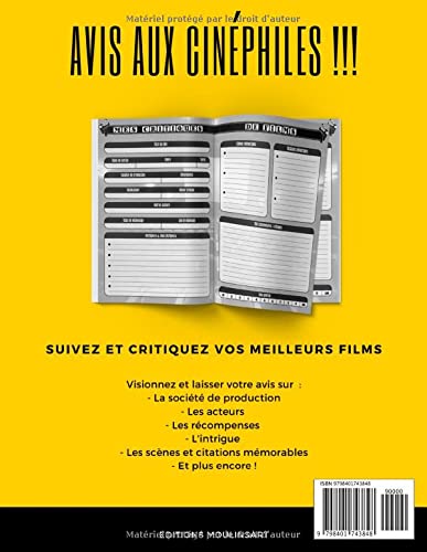 Mes critiques cinématographiques: Carnet de critique film | Fiches pratiques à remplir pour noter toutes vos avis audiovisuels | Cadeau idéal pour les cinéphiles.