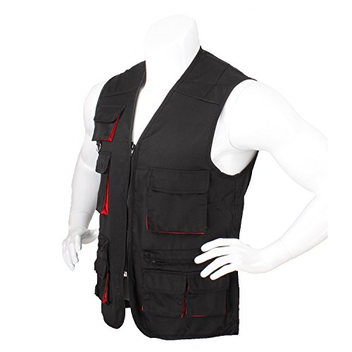 MISEMIYA Chaleco Trabajo MULTIBOLSILLO Uniforme Laboral Industrial Taller MECÁNICO TÉCNICO Fontanero ALBAÑIL Moda, Negro, 3XL para Hombre