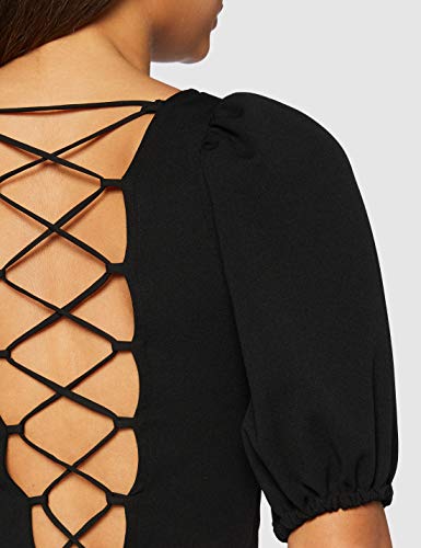 MISS SELFRIDGE Black Lattice Back Top Blusas, Negro, 12 para Mujer