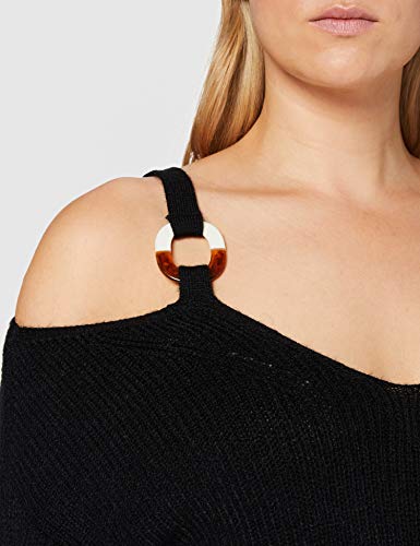 MISS SELFRIDGE Black O Ring Cold Shoulder Jumper Suéter, Negro, 0 para Mujer