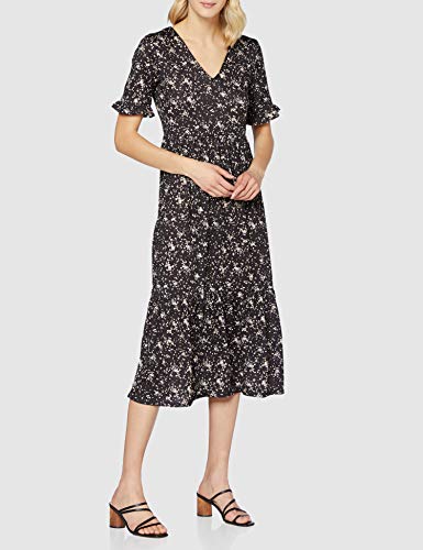 MISS SELFRIDGE Black Textured Midi Smock Dress Vestido Informal, Negro, 10 para Mujer