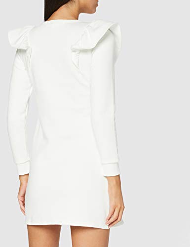 Miss Selfridge Petite Ruffle Sweat Dress Vestido Informal, Crema, 10 para Mujer