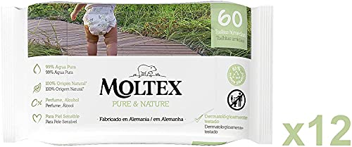 Moltex Pure & Nature Toallitas para Bebé - 720 toallitas, 12 paquetes (12x60)