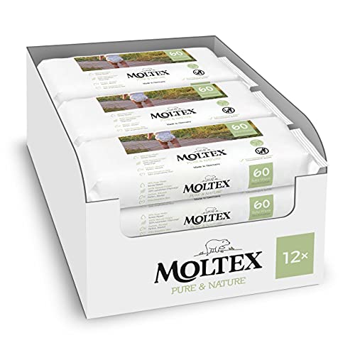 Moltex Pure & Nature Toallitas para Bebé - 720 toallitas, 12 paquetes (12x60)
