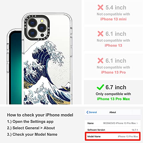 MOSNOVO Compatible con iPhone 13 Pro Max, Tokyo Wave Print para niñas, mujeres y hombres [Buffertech a prueba de choques] Funda transparente para teléfono de TPU para iPhone 13 Pro Max de 6.7 pulgadas