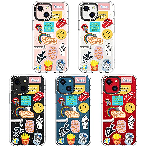 MOSNOVO Funda compatible con iPhone 13, Good Vibes Print para chicas, mujeres y hombres [Buffertech a prueba de choques] Funda transparente de TPU para teléfono diseñado para iPhone 13 de 6.1 pulgadas