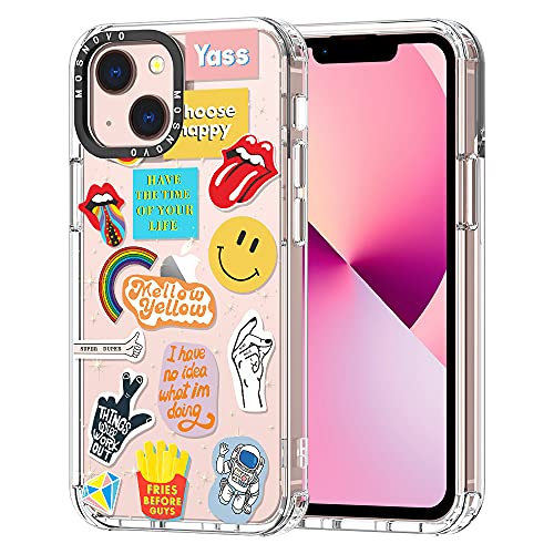 MOSNOVO Funda compatible con iPhone 13, Good Vibes Print para chicas, mujeres y hombres [Buffertech a prueba de choques] Funda transparente de TPU para teléfono diseñado para iPhone 13 de 6.1 pulgadas