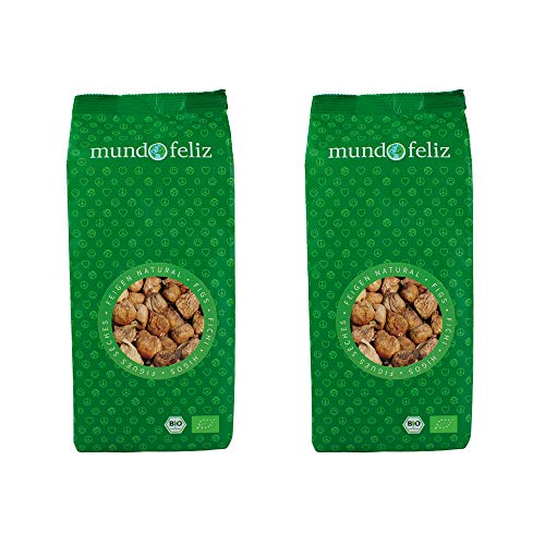 Mundo Feliz - Higos ecológicos secos, 2 bolsas de 500 g