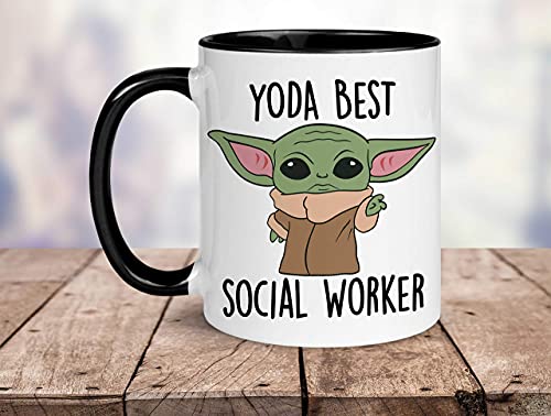 NA Yoda Mejor Taza de la trabajadora Social, Mejor Trabajador Social Cada Vez, Taza de Yoda bebé, Regalo Divertido para el Trabajador Social, Trabajador Social Mejor del Mundo, 11 oz