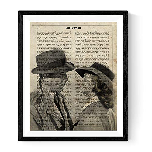 Nacnic Poster de Casablanca. Láminas de cine, películas, y actores. Posters de películas antiguas con estilo acuarela. Tamaño 24x30