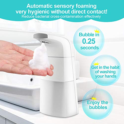NAHKZNY Dispensador de Jabón 310ML Automático Dispensador Inteligente de jabón líquido con Sensor sin Contacto del jabón de touchless automático para Baño Cocina(Blanco)