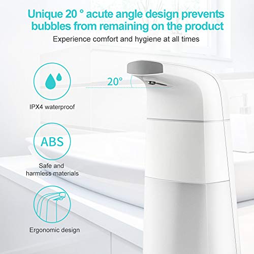 NAHKZNY Dispensador de Jabón 310ML Automático Dispensador Inteligente de jabón líquido con Sensor sin Contacto del jabón de touchless automático para Baño Cocina(Blanco)