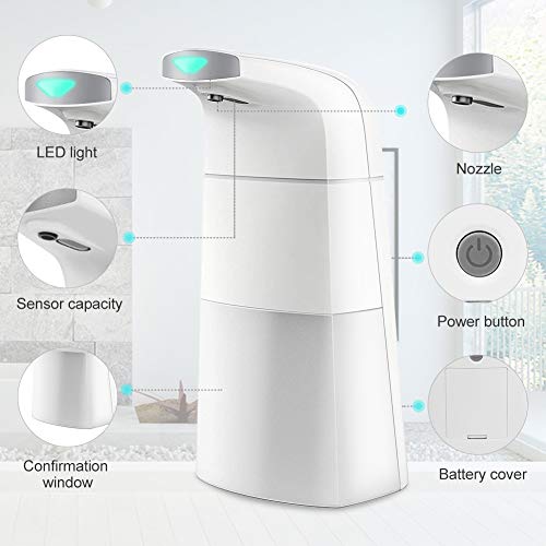 NAHKZNY Dispensador de Jabón 310ML Automático Dispensador Inteligente de jabón líquido con Sensor sin Contacto del jabón de touchless automático para Baño Cocina(Blanco)