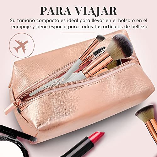 Neceser Mujer para Ordenar Bolso - Organizador de Maquillaje, Bolsa de Aseo o Estuche Escolar - Neceser de Viaje - Oro Rosa - Lily England