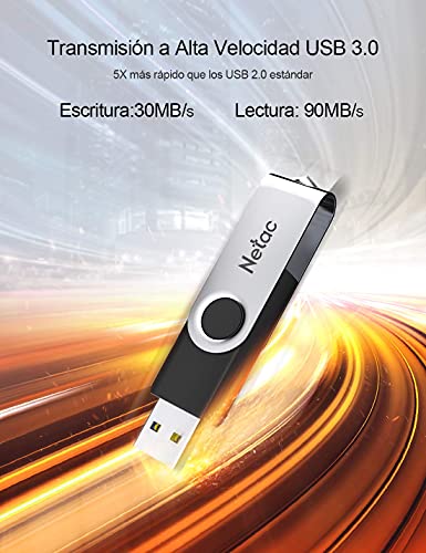 Netac Memorias USB 3.0 64GB, Diseño Giratorio Mini Pen Drive velocidades de Lectura de hasta 80MB/s, Flash Drive para Computadoras, Tabletas Almacenamiento de Datos