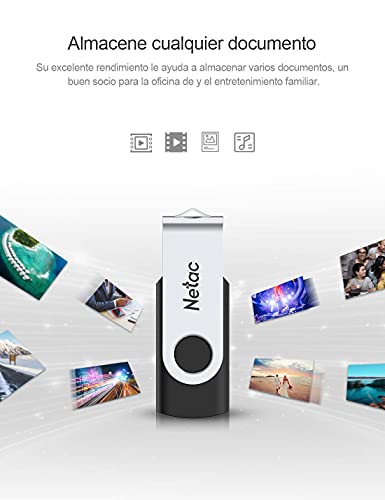 Netac Memorias USB 3.0 64GB, Diseño Giratorio Mini Pen Drive velocidades de Lectura de hasta 80MB/s, Flash Drive para Computadoras, Tabletas Almacenamiento de Datos