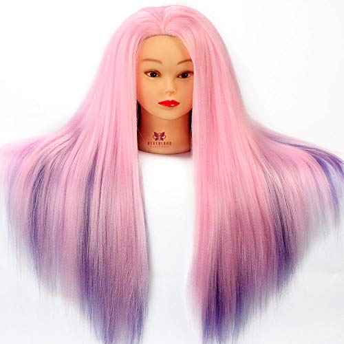 Neverland Beauty 60cm 100% Cabello sintético Cabeza Maniquí Peluqueria practicas Formación muñeca de la cosmetología (con soporte) & DIY Hair Styling Tools