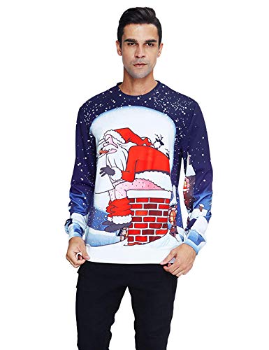 NEWISTAR Jersey de Navidad unisex 3D para hombre y mujer, tallas S-3XL, Ugly Papá Noel., XXXL