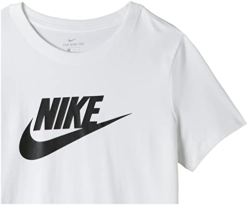 NIKE W NSW tee ESSNTL Icon Futura Camiseta de Manga Corta, Mujer, Blanco (White/Black), M