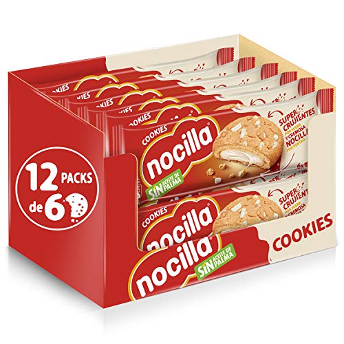 Nocilla Cookies - Galletas de Nocilla Blanca, 12 Packs de 6 Unidades