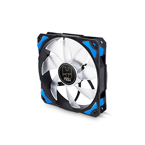 Nox Hummer H-FAN -NXHUMMERF120LB- Ventilador para Caja PC 120mm, LEDs brillantes, 7 aspas traslúcidas, rodamientos hidráulicos, esquinas soporte goma, color azul - negro