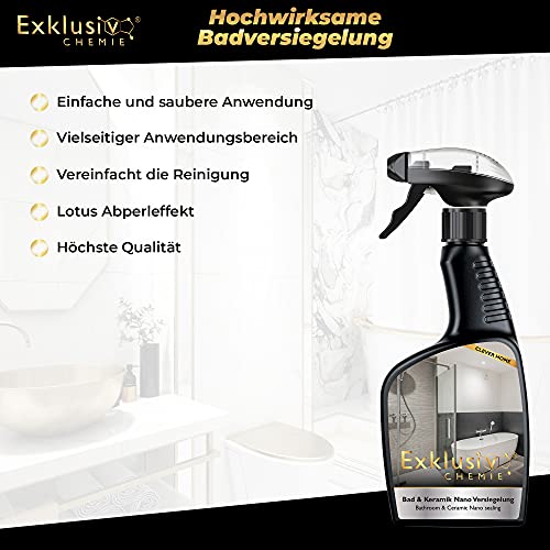 ¡NUEVO! Exklusiv Chemie® Nanosellado de baño y cerámica | Sellado de vidrio | Sellado de baño con efecto loto | Efecto de reborde y sellado de superficies | 500 ml