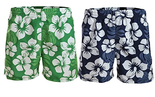 Octopus Bañador para hombre, pack doble (2 unidades) f5630, Hibisco Marino Verde Hibisco, XL