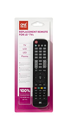 One For All ES URC1911 - Mando a distancia de reemplazo para Televisores LG – Control remoto universal para todo tipo de TVs de la marca LG - negro