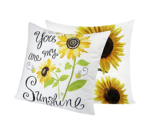 ONTWIE Federe per cuscini con girasoli, fodera per cuscino You Are My Sunshine con girasoli gialli Fodera per cuscino Decorativo per la casa per uomini/Donne/Ragazzi/Ragazze soggiorno Camera