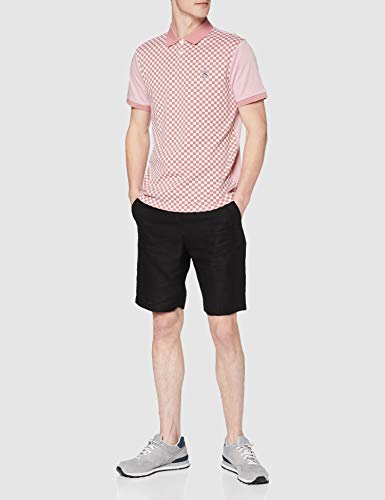 ORIGINAL PENGUIN Jacquard Checkered Polo Shirt, 678 Rosa polvorienta, M para Hombre
