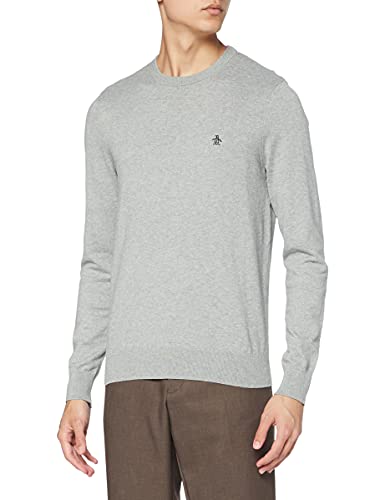 Original Penguin Supima Cotton Crew Jersey, Gris (Lluvia Heather), L para Hombre