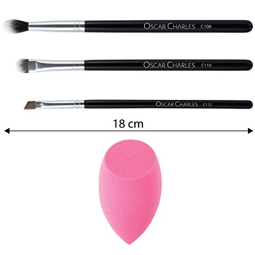 Oscar Charles - Juego de brochas de maquillaje profesional con esponja de belleza y estuche de cosméticos y hermosa caja de regalo[8 piezas] [plata]